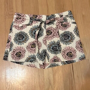 Loft | Ann Taylor NEW Linen blend floral shorts women’s size 0 boho tie waist